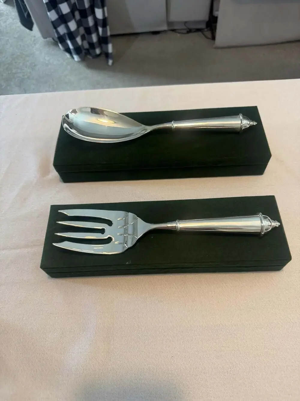 Towle Copenhagen Silverplated Serving Spoon and Fork Set with Gift Boxes